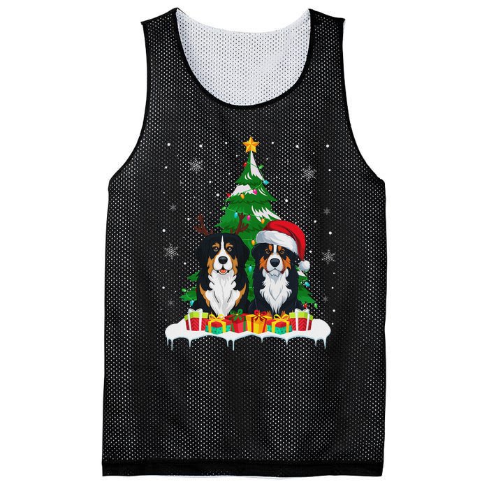 Bernese Mountain Dog Christmas Tree Lights Santa Reindeer Pj Mesh Reversible Basketball Jersey Tank