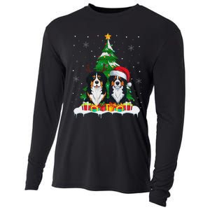 Bernese Mountain Dog Christmas Tree Lights Santa Reindeer Pj Cooling Performance Long Sleeve Crew