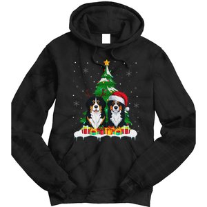 Bernese Mountain Dog Christmas Tree Lights Santa Reindeer Pj Tie Dye Hoodie