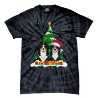 Bernese Mountain Dog Christmas Tree Lights Santa Reindeer Pj Tie-Dye T-Shirt