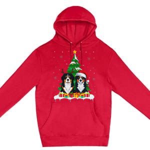 Bernese Mountain Dog Christmas Tree Lights Santa Reindeer Pj Premium Pullover Hoodie