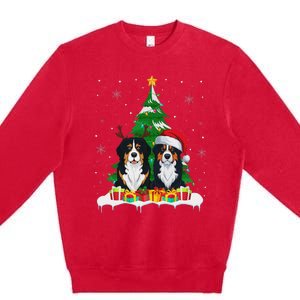 Bernese Mountain Dog Christmas Tree Lights Santa Reindeer Pj Premium Crewneck Sweatshirt