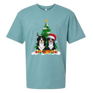 Bernese Mountain Dog Christmas Tree Lights Santa Reindeer Pj Sueded Cloud Jersey T-Shirt