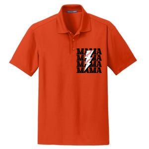 Baseball Mama Distressed Lightning Bolt Mom Dry Zone Grid Polo