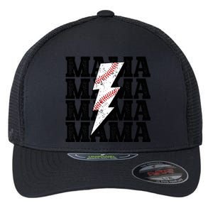 Baseball Mama Distressed Lightning Bolt Mom Flexfit Unipanel Trucker Cap