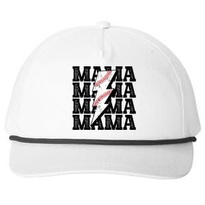 Baseball Mama Distressed Lightning Bolt Mom Snapback Five-Panel Rope Hat