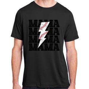 Baseball Mama Distressed Lightning Bolt Mom Adult ChromaSoft Performance T-Shirt