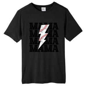 Baseball Mama Distressed Lightning Bolt Mom Tall Fusion ChromaSoft Performance T-Shirt