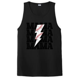 Baseball Mama Distressed Lightning Bolt Mom PosiCharge Competitor Tank