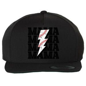 Baseball Mama Distressed Lightning Bolt Mom Wool Snapback Cap