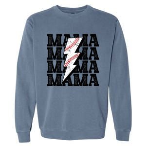 Baseball Mama Distressed Lightning Bolt Mom Garment-Dyed Sweatshirt