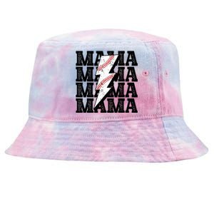 Baseball Mama Distressed Lightning Bolt Mom Tie-Dyed Bucket Hat