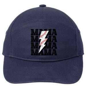 Baseball Mama Distressed Lightning Bolt Mom 7-Panel Snapback Hat