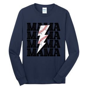 Baseball Mama Distressed Lightning Bolt Mom Tall Long Sleeve T-Shirt