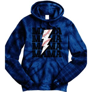 Baseball Mama Distressed Lightning Bolt Mom Tie Dye Hoodie