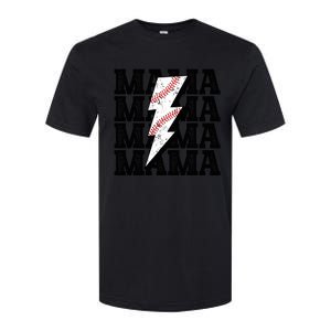 Baseball Mama Distressed Lightning Bolt Mom Softstyle CVC T-Shirt