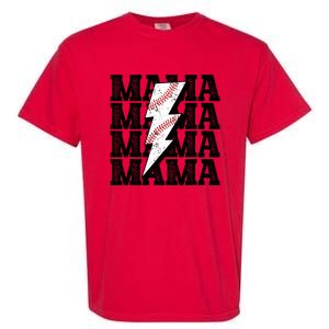 Baseball Mama Distressed Lightning Bolt Mom Garment-Dyed Heavyweight T-Shirt