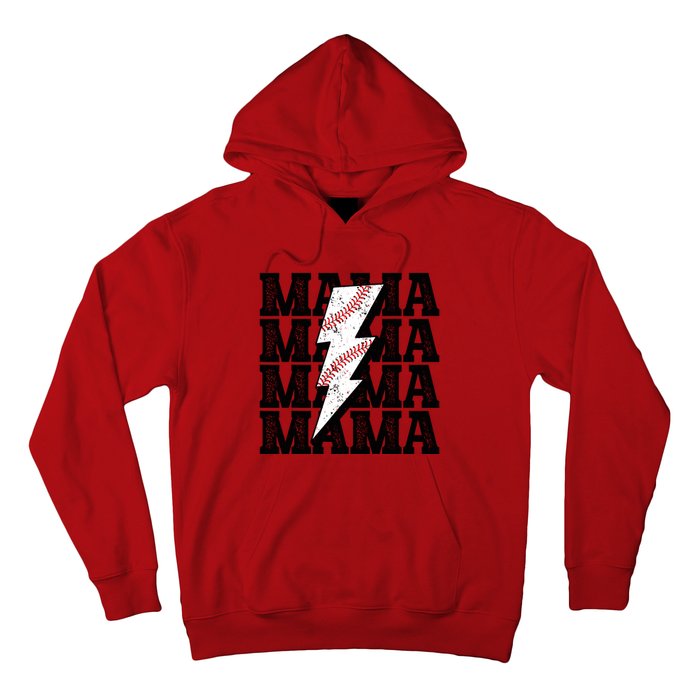 Baseball Mama Distressed Lightning Bolt Mom Hoodie