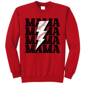 Baseball Mama Distressed Lightning Bolt Mom Sweatshirt