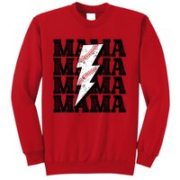 Baseball Mama Distressed Lightning Bolt Mom Sweatshirt