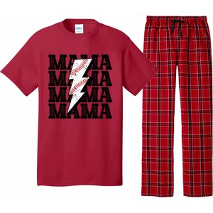 Baseball Mama Distressed Lightning Bolt Mom Pajama Set