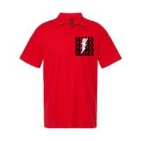 Baseball Mama Distressed Lightning Bolt Mom Softstyle Adult Sport Polo