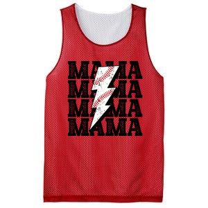 Baseball Mama Distressed Lightning Bolt Mom Mesh Reversible Basketball Jersey Tank