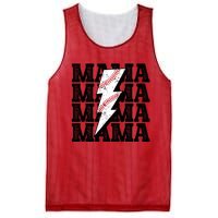 Baseball Mama Distressed Lightning Bolt Mom Mesh Reversible Basketball Jersey Tank