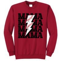 Baseball Mama Distressed Lightning Bolt Mom Tall Sweatshirt