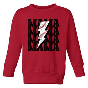 Baseball Mama Distressed Lightning Bolt Mom Toddler Sweatshirt