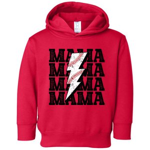 Baseball Mama Distressed Lightning Bolt Mom Toddler Hoodie