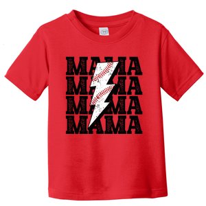 Baseball Mama Distressed Lightning Bolt Mom Toddler T-Shirt