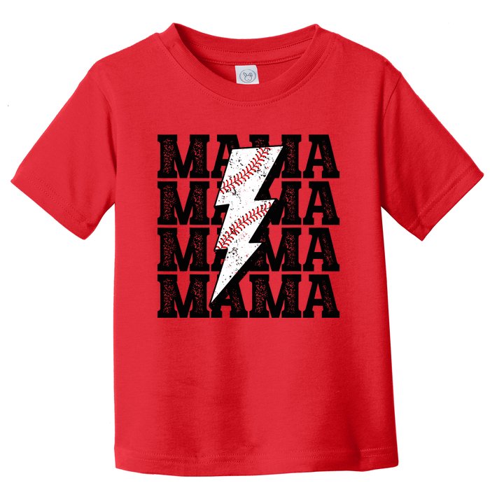 Baseball Mama Distressed Lightning Bolt Mom Toddler T-Shirt