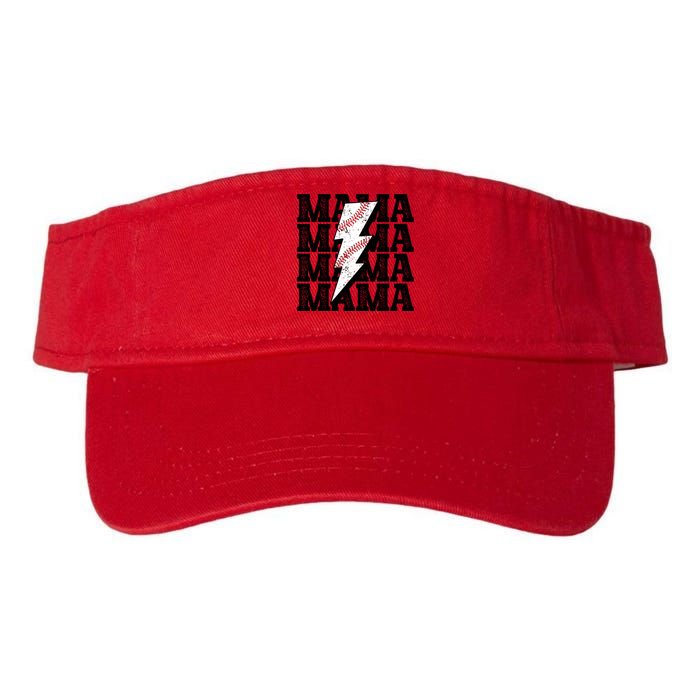 Baseball Mama Distressed Lightning Bolt Mom Valucap Bio-Washed Visor