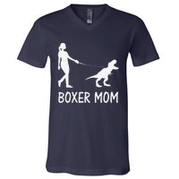 Boxer Mom Dog Boxer Mama Dinosaur Women MotherS Day V-Neck T-Shirt