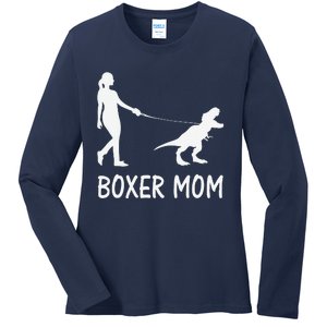 Boxer Mom Dog Boxer Mama Dinosaur Women MotherS Day Ladies Long Sleeve Shirt