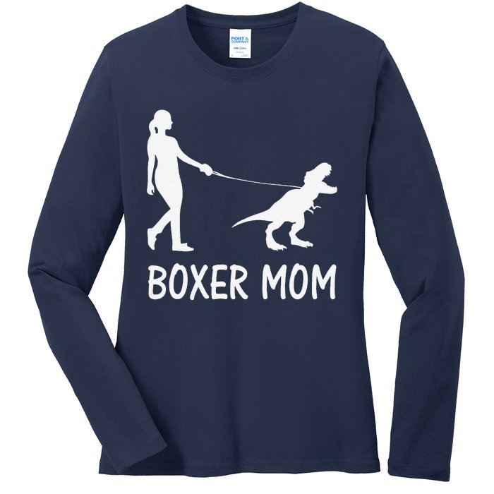 Boxer Mom Dog Boxer Mama Dinosaur Women MotherS Day Ladies Long Sleeve Shirt