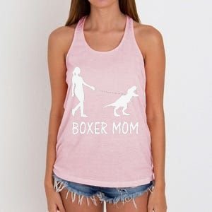 Boxer Mom Dog Boxer Mama Dinosaur Women MotherS Day Women's Knotted Racerback Tank