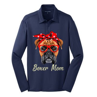 Boxer Mom Dogs Mothers Day Dog Lovers Gifts Silk Touch Performance Long Sleeve Polo