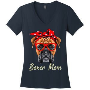 Boxer Mom Dogs Mothers Day Dog Lovers Gifts Women's V-Neck T-Shirt