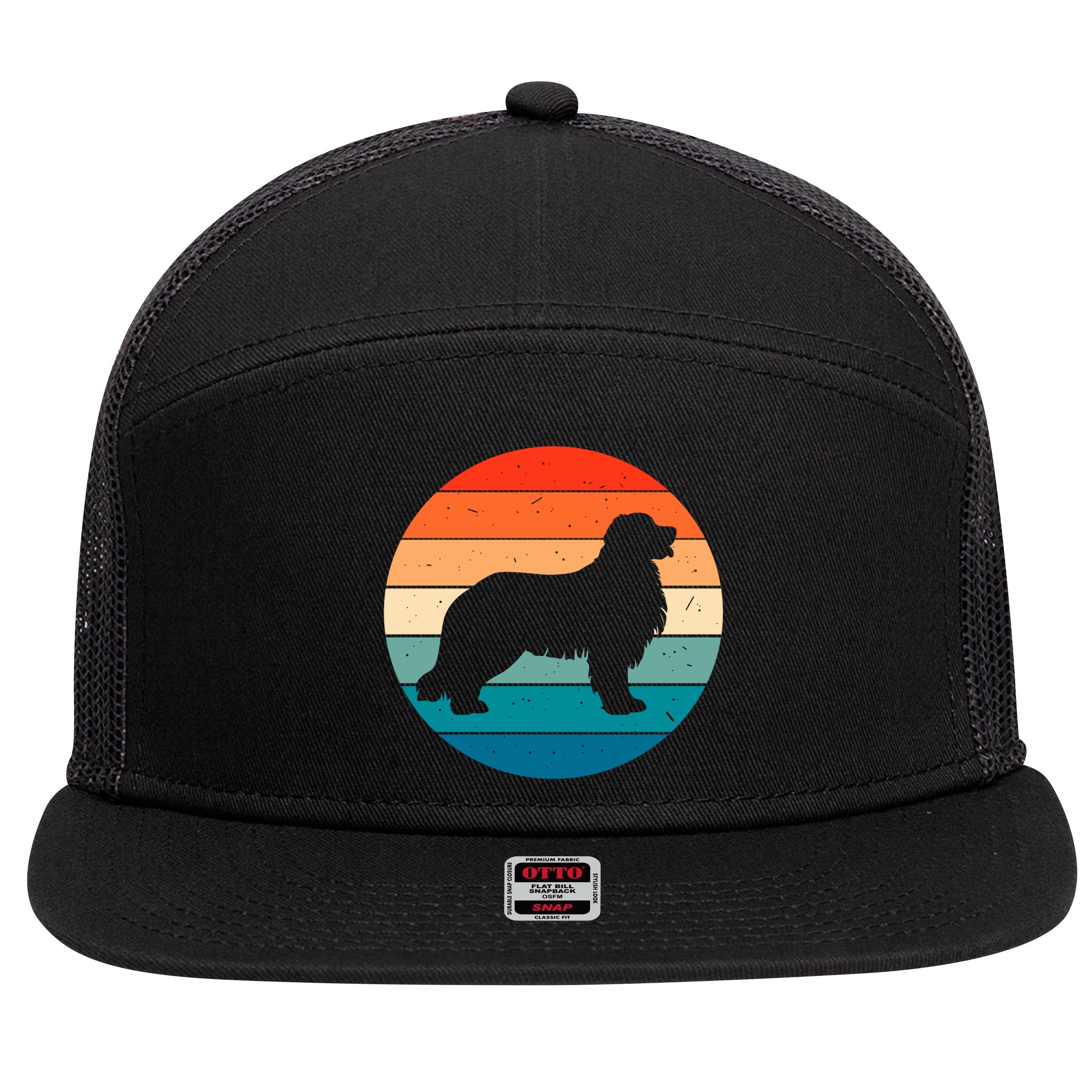 Bernese Mountain Dog Retro Vintage 7 Panel Mesh Trucker Snapback Hat