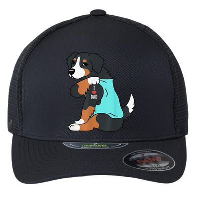 Bernese Mountain Dog I Love Dad Funny Dog Fathers Day Flexfit Unipanel Trucker Cap