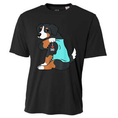 Bernese Mountain Dog I Love Dad Funny Dog Fathers Day Cooling Performance Crew T-Shirt