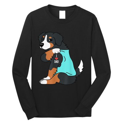 Bernese Mountain Dog I Love Dad Funny Dog Fathers Day Long Sleeve Shirt