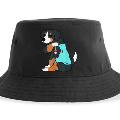 Bernese Mountain Dog I Love Dad Funny Dog Fathers Day Sustainable Bucket Hat