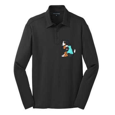 Bernese Mountain Dog I Love Dad Funny Dog Fathers Day Silk Touch Performance Long Sleeve Polo