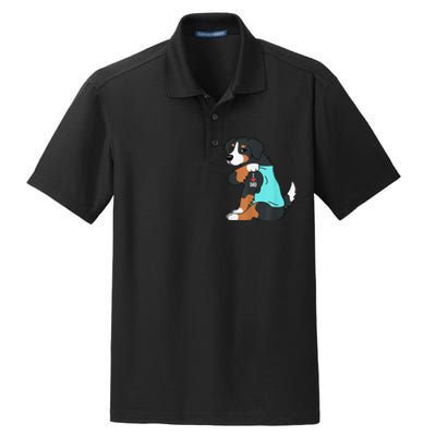 Bernese Mountain Dog I Love Dad Funny Dog Fathers Day Dry Zone Grid Polo