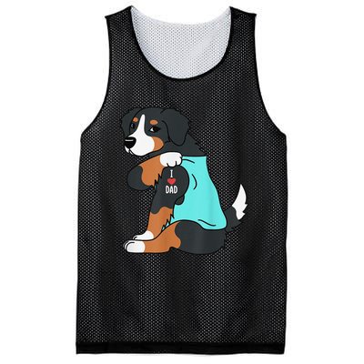 Bernese Mountain Dog I Love Dad Funny Dog Fathers Day Mesh Reversible Basketball Jersey Tank