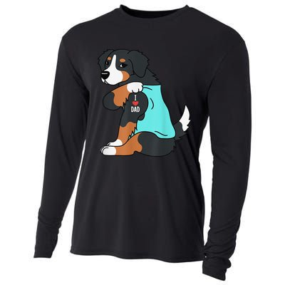 Bernese Mountain Dog I Love Dad Funny Dog Fathers Day Cooling Performance Long Sleeve Crew