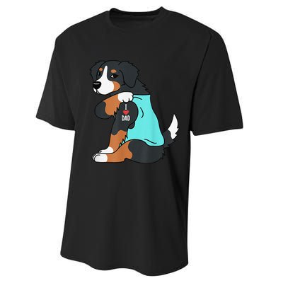 Bernese Mountain Dog I Love Dad Funny Dog Fathers Day Performance Sprint T-Shirt